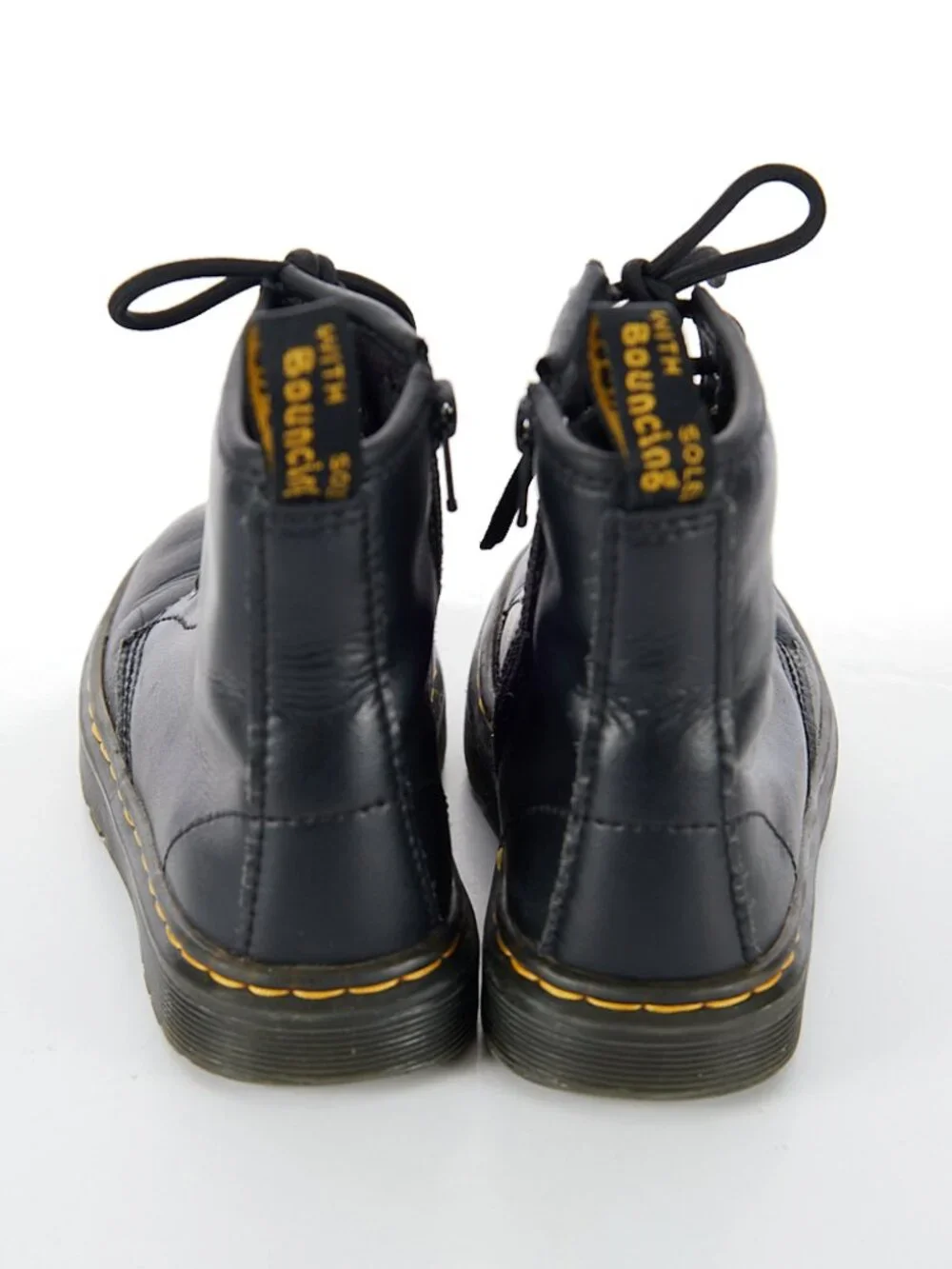 Dr. Marten's Doc's Zavala J Youth Black Leather Combat Lace Up Boots Kid Size 12